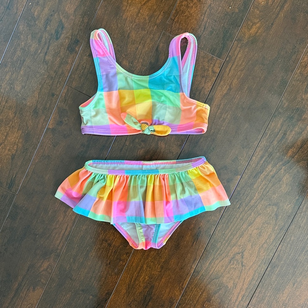 Cat & Jack Rainbow Plaid Two-Piece Swim Set in Multicolor